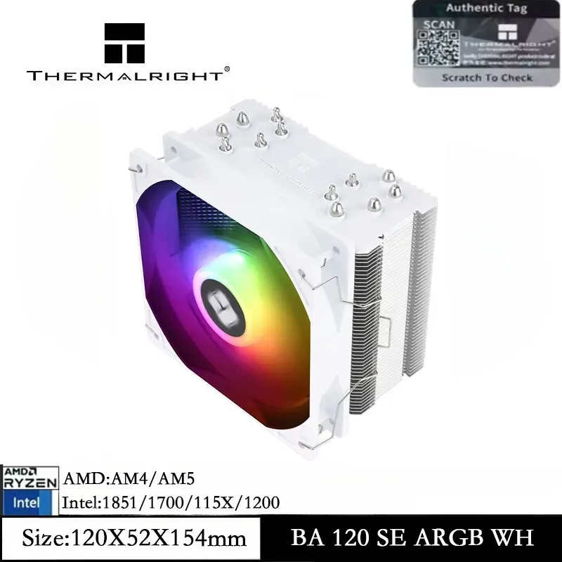  Thermalright Burst Assassin 120 SE ARGB White CPU Cooler AGHP Technology CPU Air Cooler for AM4 AM5 Intel LGA1851/1700/115X/1200 