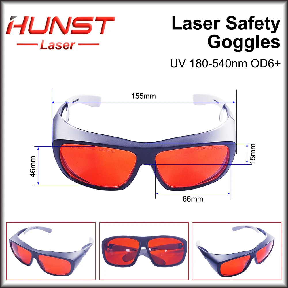 Imagem -04 - Óculos de Proteção para Laser Hunst Óculos de Proteção de Tamanho Médio Proteção para Laser uv e Verde Óculos de Segurança 355 532nm