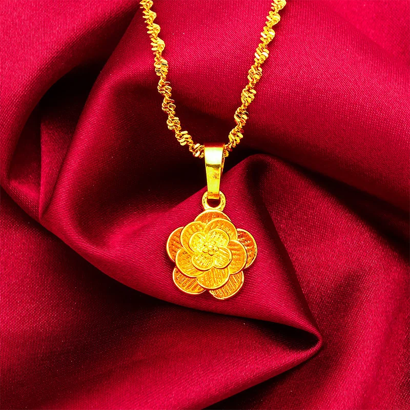 Collar de mujer con ondas de loto de oro de 24 quilates, AU999 puro - estilo de loto 3D, textura ondulada + refracción de luz, acento de lujo para el cuello