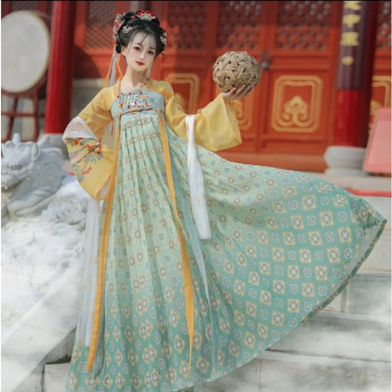 漢服-女性用-中国伝統コスプレ衣装-古代唐時代の漢服ドレス-ピンク-ブルー-グリーン-セット-プラスサイズ-xl