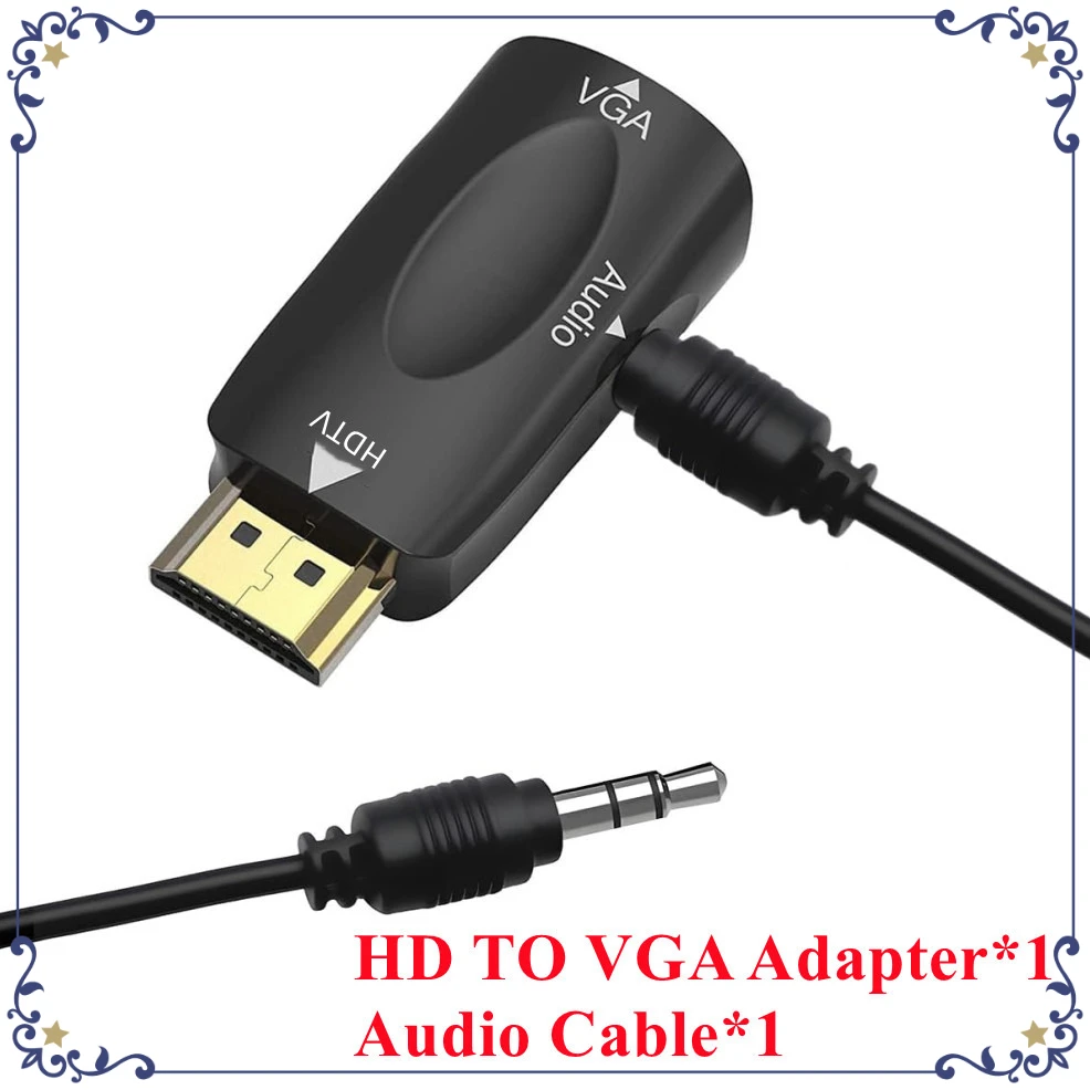 HDMI-kompatibler zu VGA-Kabeladapter Konverter 3,5 mm Audio-Schnittstelle Stecker auf Buchse HD 1080P Übertragungsadapter – Detail 8