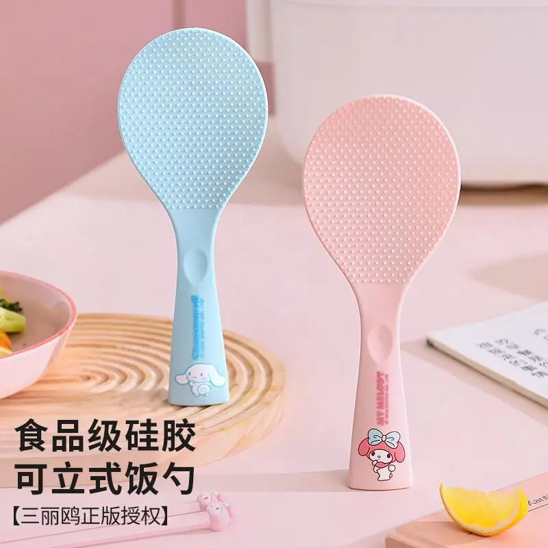 Sanrioed My Melody Cinnamoroll Stand Up Rice Spoon Non Stick Rice Electric Rice Cooker Special Shovel Silicone for Household Use