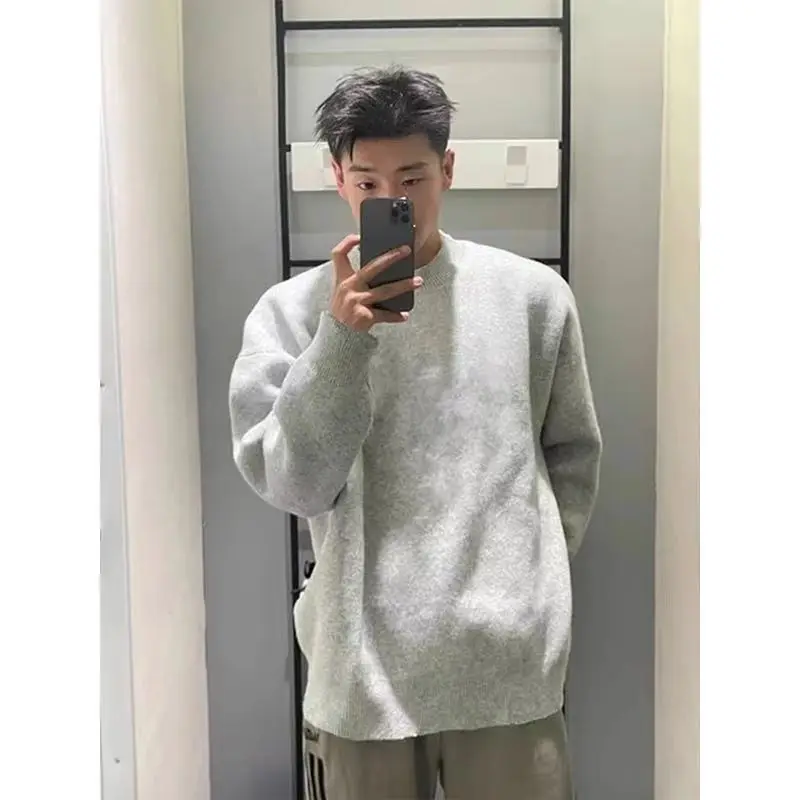 

Осень-зима, мужской ленивый круглый трикотаж Ne, легкий базовый слой, irt Faion, городской свободный крой, длинный све, полиэстер