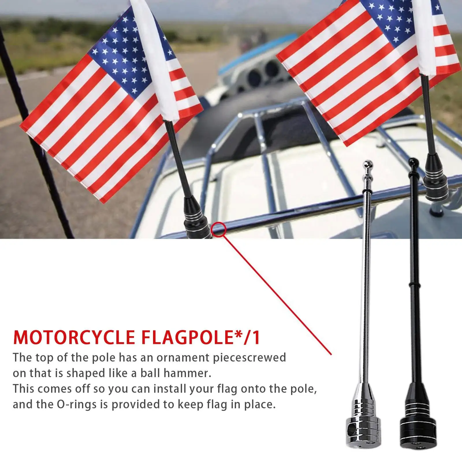 Motorcycle Rear Shelf Flagpole Fashion Car for Harley XL883 1200 X48 Big Glide Road King Fa S7A6 Rear Luggage Rack Flag A1S0