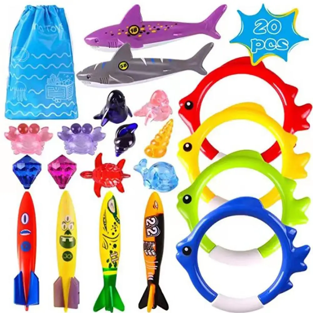 20Pcs Summer Pool Diving Toys Multicolor Pool Games Sinking Toy Creative Underwater Diving Toys Swimming Pool Accessories