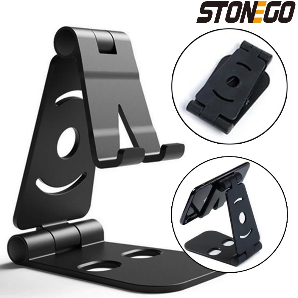 STONEGO 1PC Adjustable Double Folding Mobile Phone Holder Desktop Universal Mini Phone Tablet Computer Stand