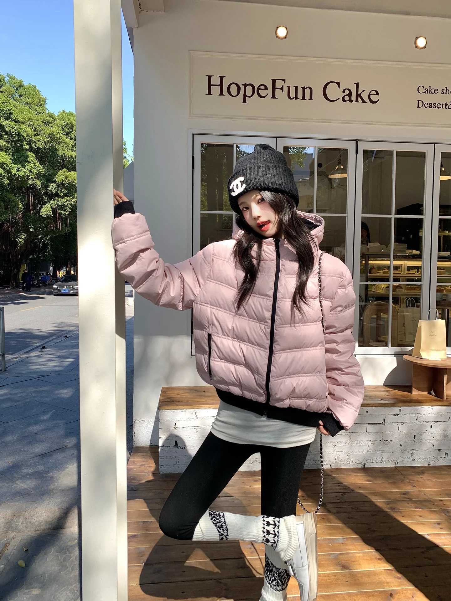 

Korean Sle White Du down Jaet Women's Winter Coat Warmth Cact Rib Bone Thi Cotton Outerwear Commute Sle