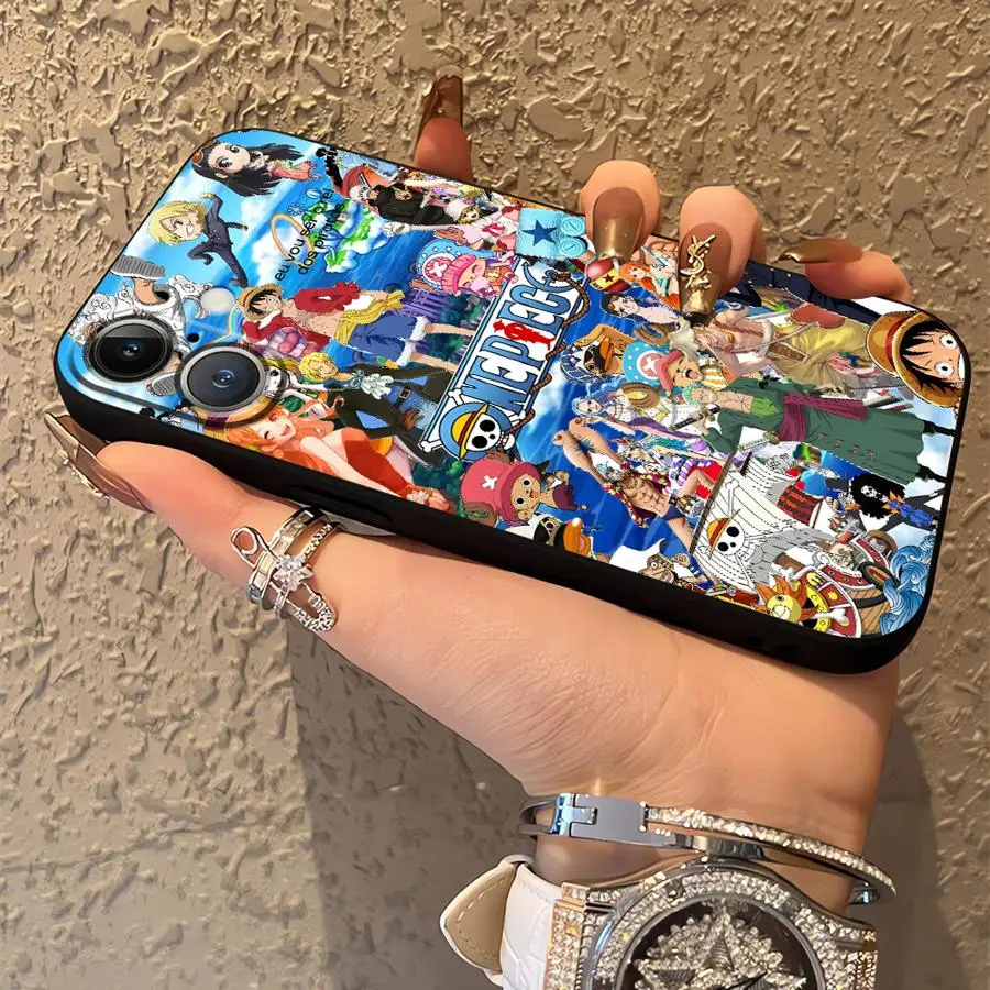 Funda de teléfono suave negra para iPhone 13 12 11 17 Pro Max XS XR 17Air 15 16 14 Plus 7 8 de una pieza Luffy Devil Fruit Zoro