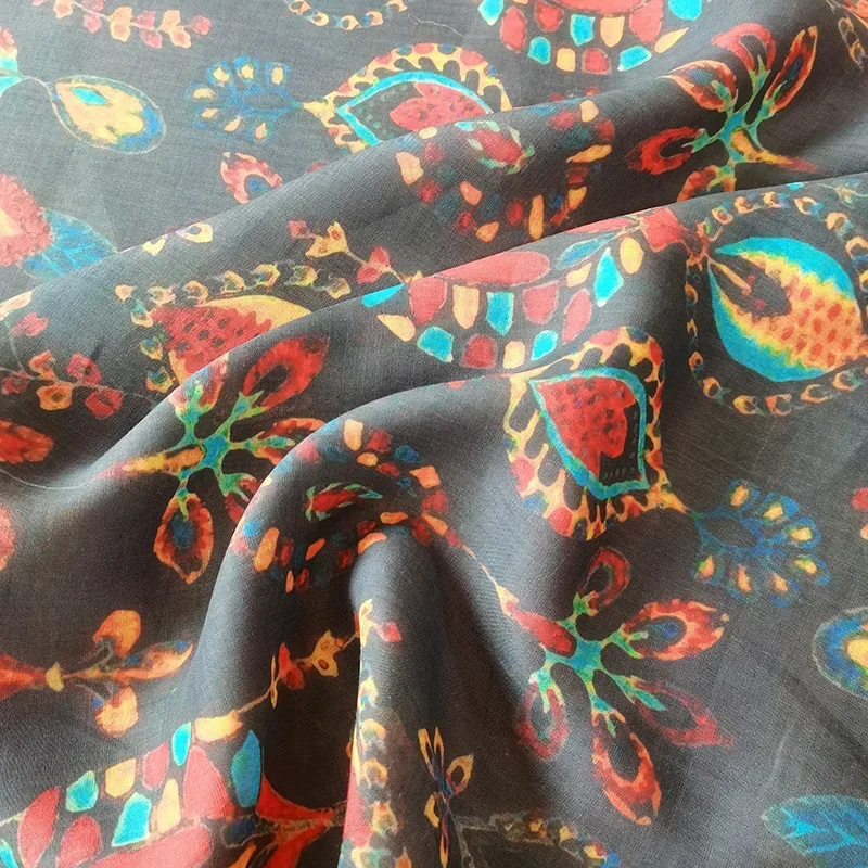 High-quality natural ramie printing, suitable for summer clothing and Diy hand sewing,by the meter fabric for dresses,