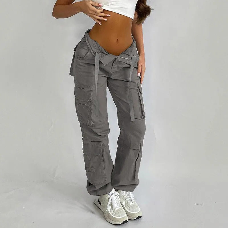 Cargo Pants Women High Waist Denim Overalls Casual Pants Baggy Vintage Y2k Streetwear Wide Leg Trousers Fashion Straight Jeans