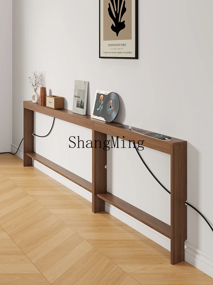 

CL sofa rear shelf ultra-narrow with socket wall storage rack living room wall crevice shelf multi-functional backrest cabinet