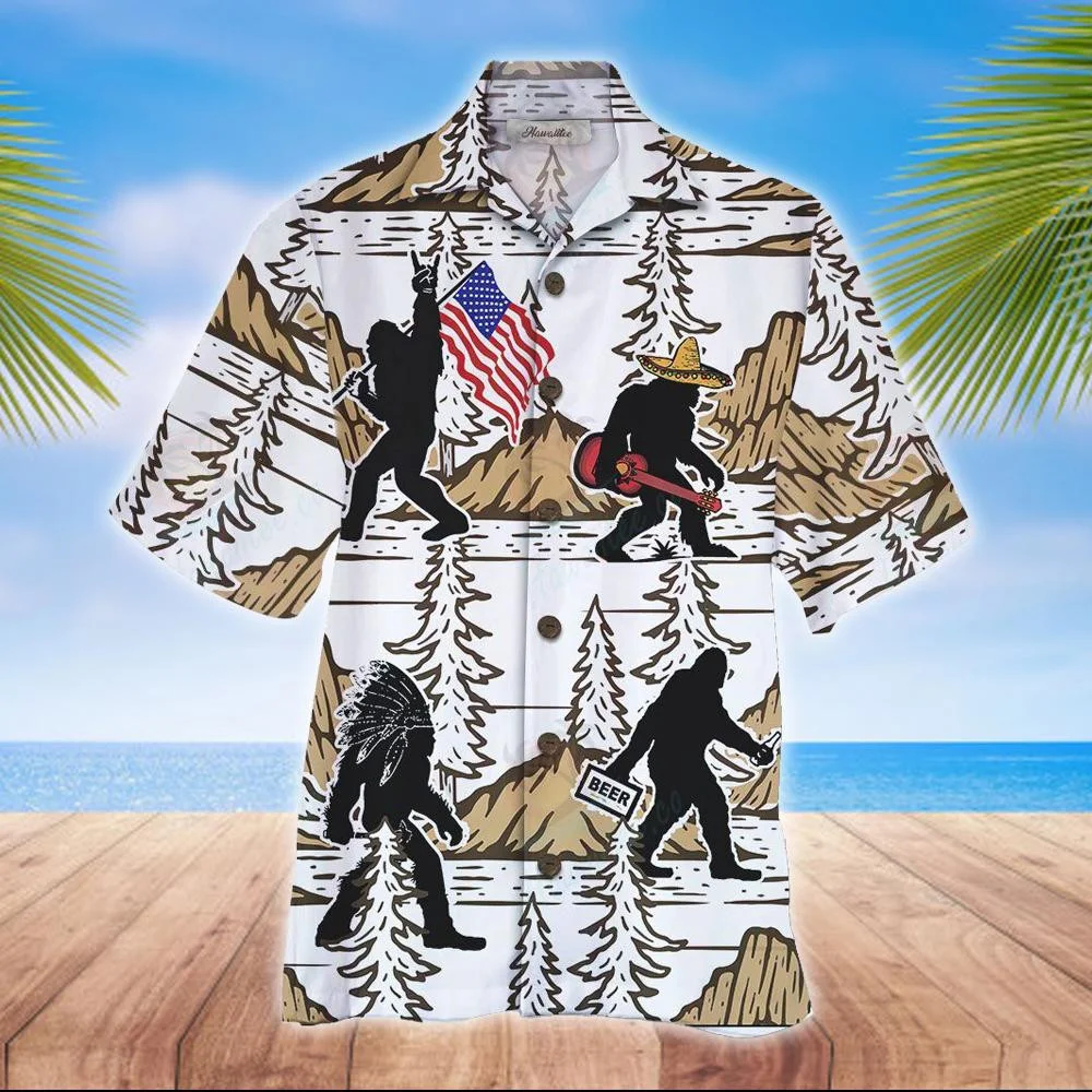 

Hawaii Men's Shirt Beach Style Short Sleeve Cuban Shirt 3D Summer Holiday Club Button Tops for Men And Women