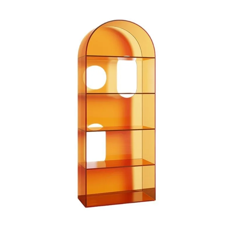 

Acrylic arched bookshelf shelf, light luxury floor-to-ceiling multi-layer wall combination, lattice bookcase