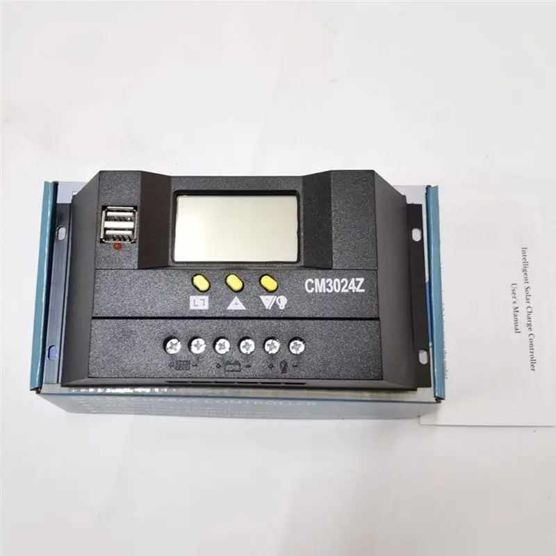 Solar Collector Regulator 30A 12V/24V Auto Charge Controller LCD Display Backlight CM3024Z Dual USB For Solar Panel Battery