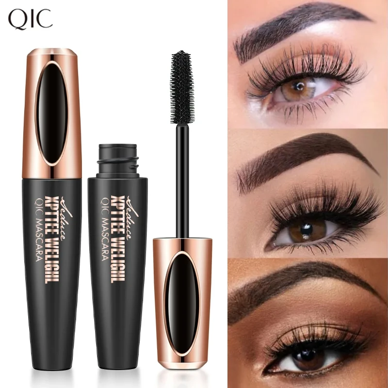 QIC Mascara 4D impermeabile, spesso, lungo, a prova di sbavature, crittografato, arricciatura a lunga durata, trucco per occhi grandi, strumenti per il trucco