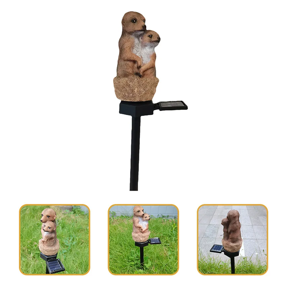 

Cartoon Animal Solar Stake Lights Resin Plastic Meerkat Brown Outdoor Garden Lawn Decoration Pathway Yard nament Solar Powered