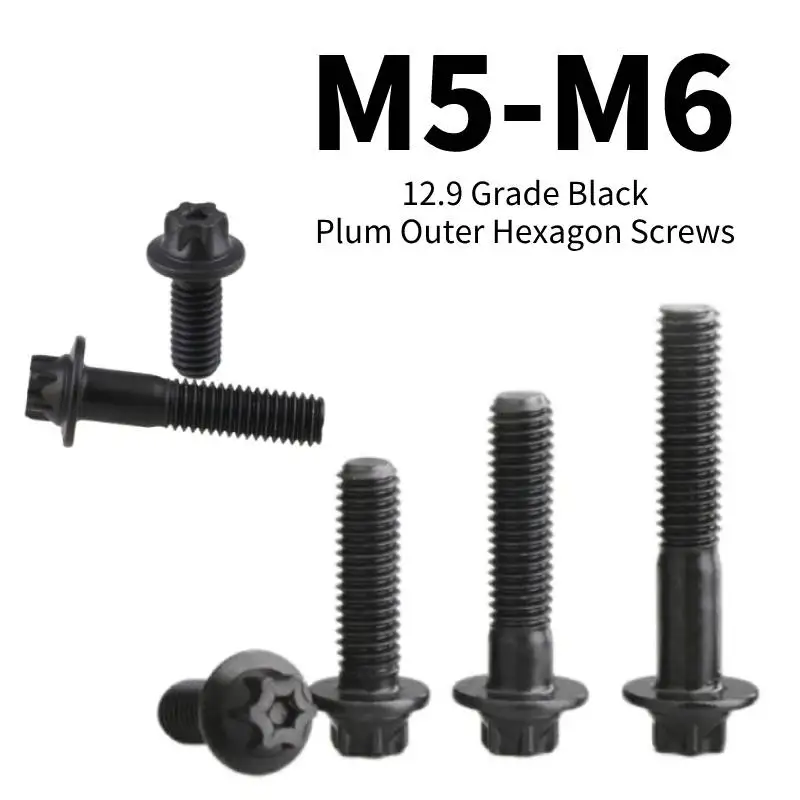 1/3/5/10 قطعة الصف 12.9 الكربون الصلب مسدس الخارجي توركس رئيس شفة M5 M6 توركس رئيس الترباس الشخصي البرقوق الخارجي مسدس مسامير