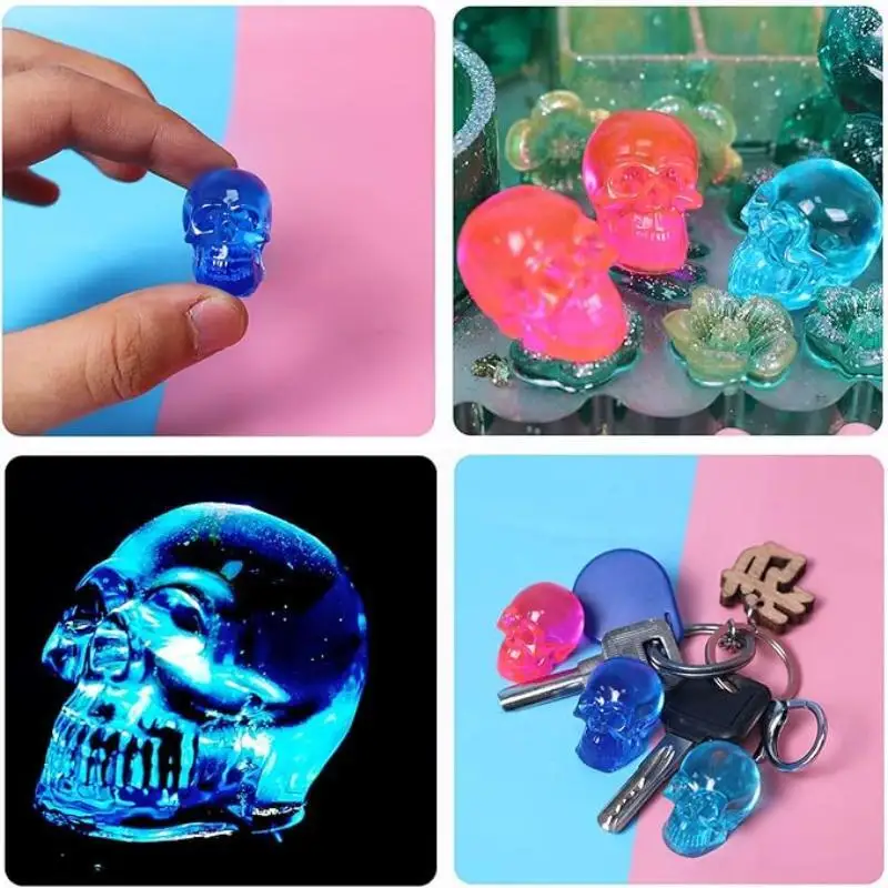 Molde de resina Epoxy de cristal de calavera DIY, colgante de calavera, pulsera, collar, molde de silicona