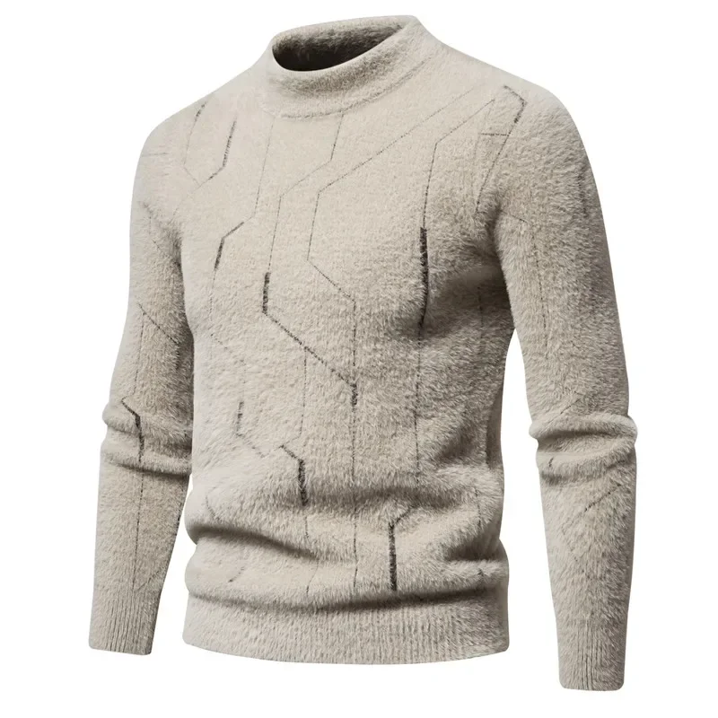 Men\'s Autumn and Winter New Imitation Mink Sweater  Matching Fashion Knit Sweater Man Clothes