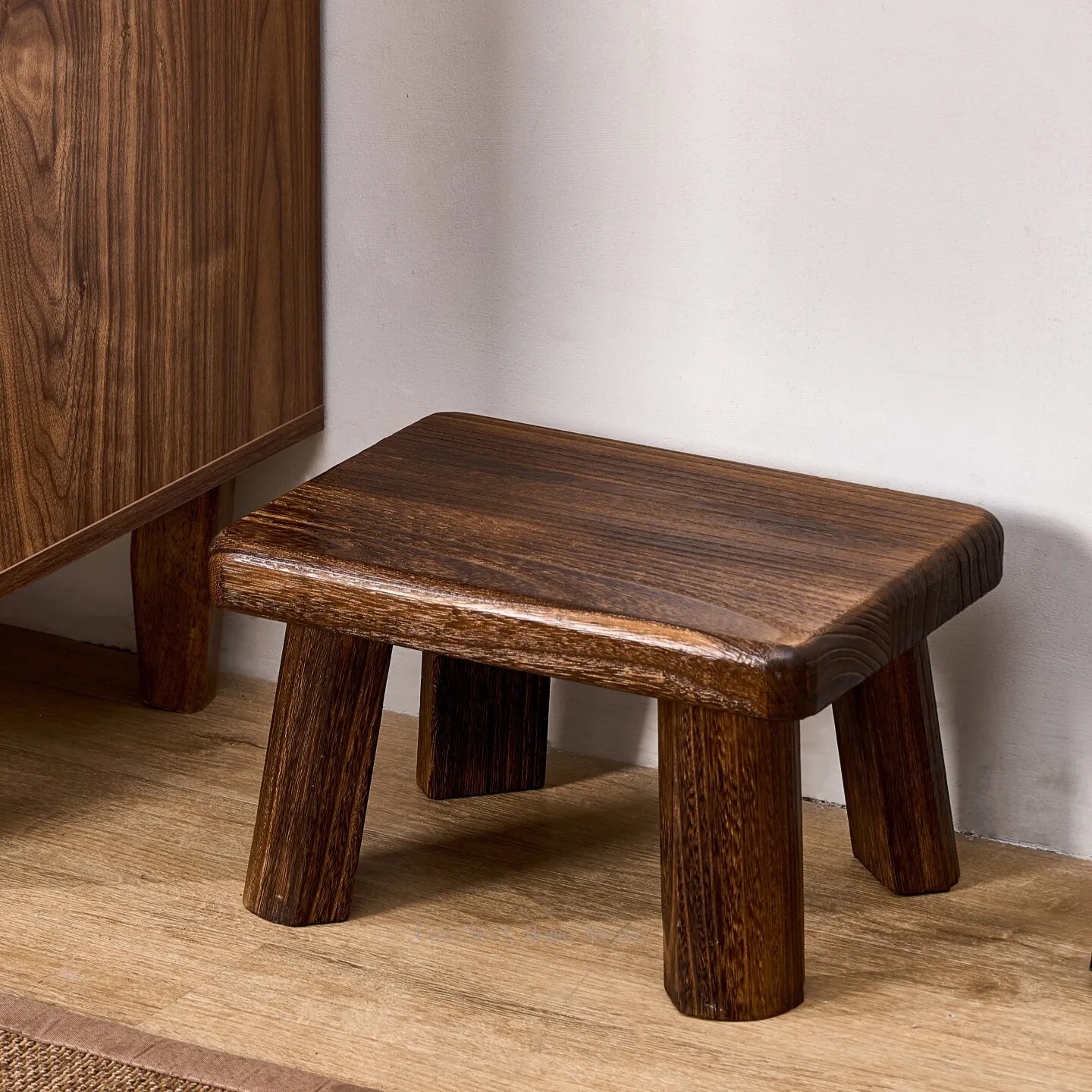 Small stool, household shoe change stool, solid wood, living room, low square stool, ottoman