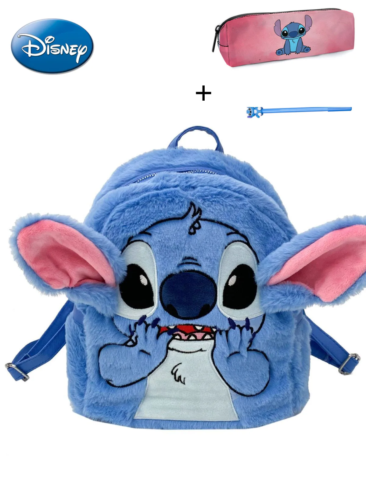 Disney Stitch Anime Large Capacity Cartoon Plush Shoulder Bag Kindergarten Student Storage Schoolbag Kawaii Children\'s Toys Gift