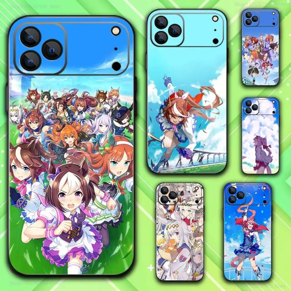

U-Uma Musume Pretty Derby Phone Case For iPhone 17,16,15,14,13,12,11,Plus,E,Air,Pro,Max,Mini Black Cover