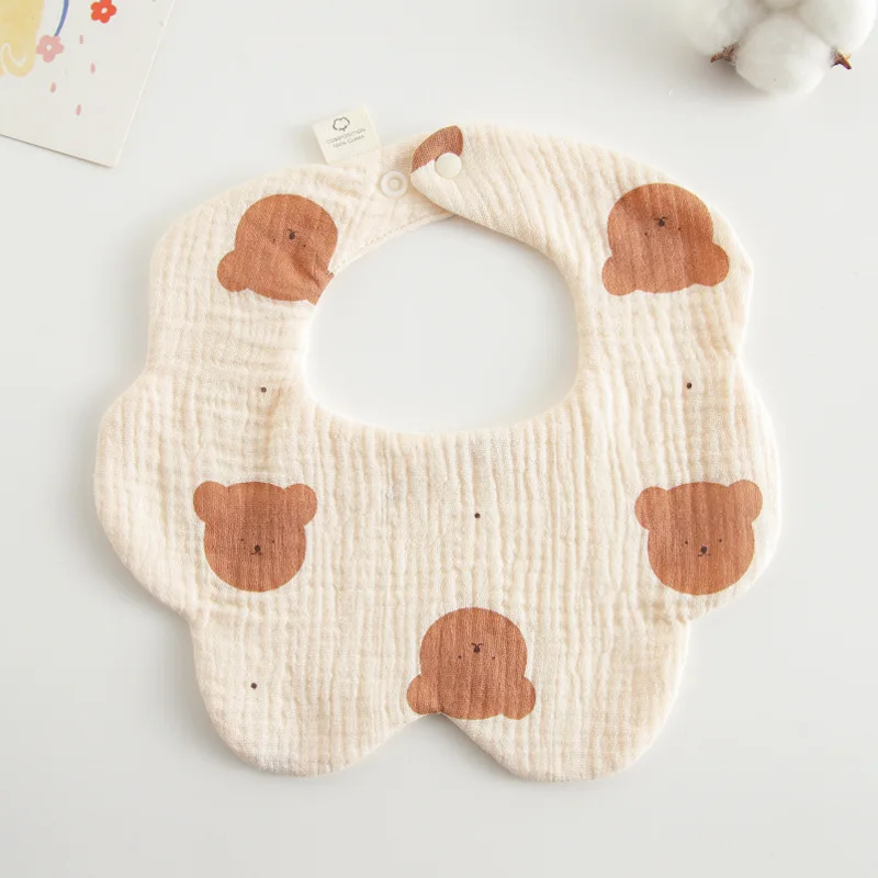 Summer New Cotton Gauze Baby Bibs Soft Petal Infants Print Saliva Towel Newborn Toddler Burp Cloth Kid Feeding Bib Korean Style