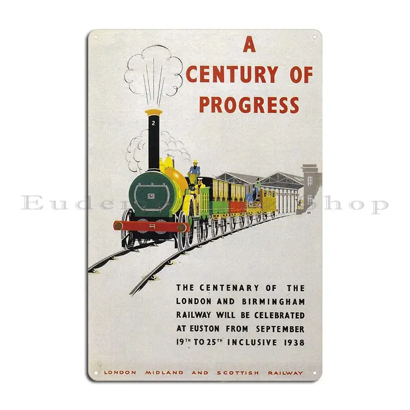 A Century Of Progress Lms Vintage Railway Centenary Poster 1938 Metal Plaque Poster Custom Painting Cave Cinema Tin Sign Poster