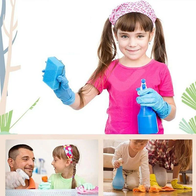 Kids Disposable Nitrile Gloves Children Latex Powder Free for Household Cleaning Crafting Painting Gardening Cooking Gloves