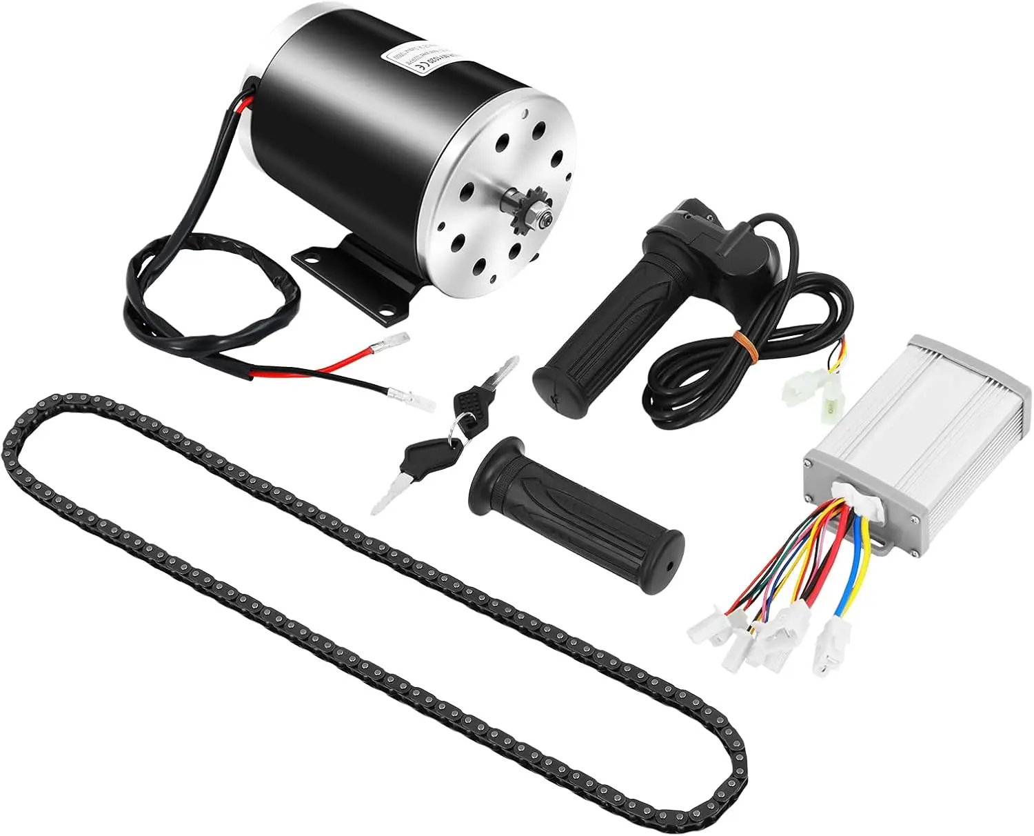 

48V Electric Bicycle Conversion Kit E-Bike Wheel Motor Kit with Chain Freewheel Motor Controller Accelerator Handle