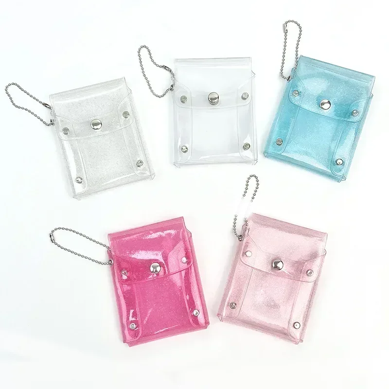 Small Transparent Bag Keychain Coin Purse Pvc Clear Mini Purses Kids Girls Key Lipstick Earphone Coin Storage Bags Wallet Pouch