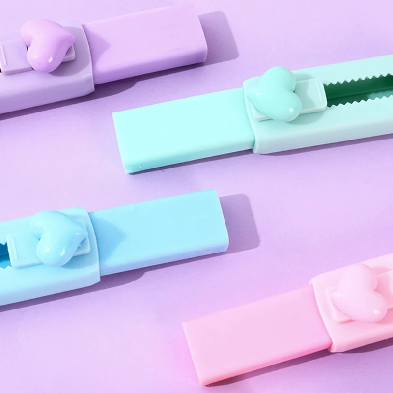 Retractable Push-pull Eraser Portable Solid Color Heart Rubber Without Trace For Students Stationery School Supplies Accessories