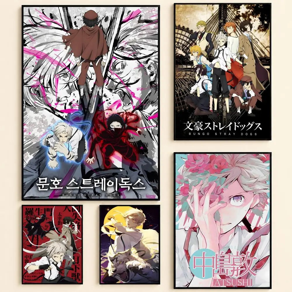 Bungo Stray Dogs Anime Visual Collection Poster Self-adhesive Art Waterproof Paper Sticker Coffee House Bar Room Wall Decor