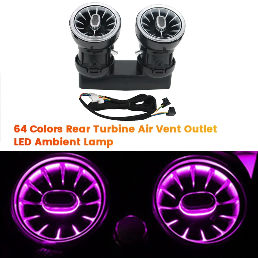 64 Colors Rear Air Vent LED Ambient Light for Mercedes-Benz GLB Class W247 X247 2020-2023 Air Conditioner Turbine Outlet