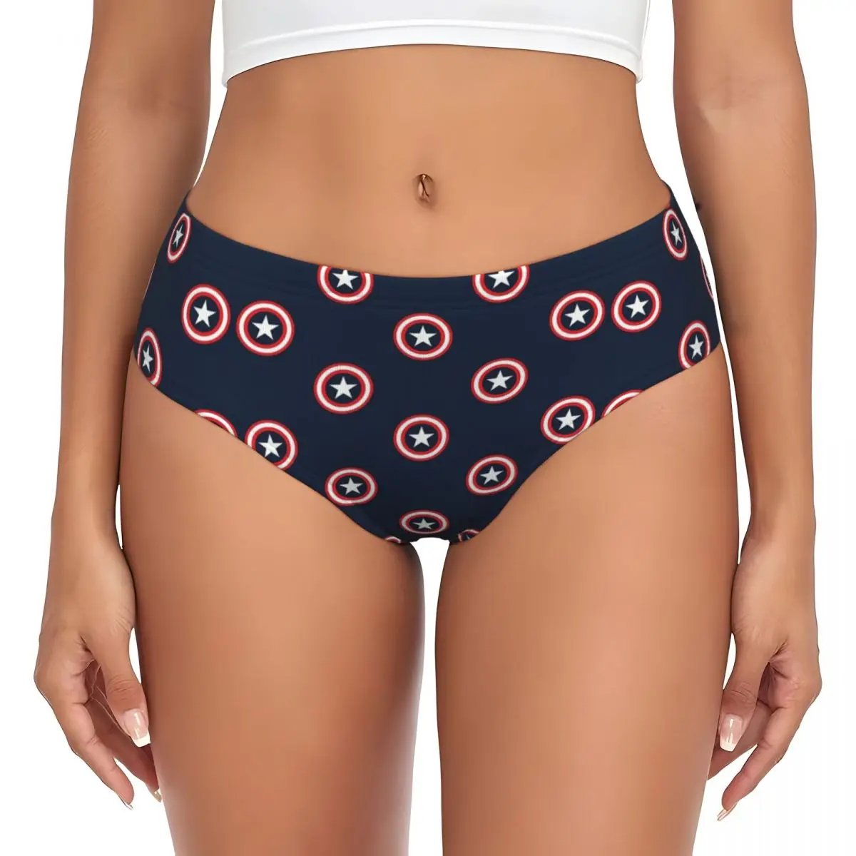 Custom Captain America Shields Briefs Underwear Womens Comfortable Stretch Panties