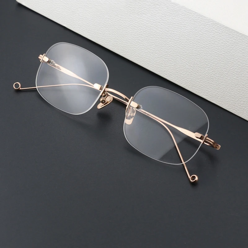 

Ultra Light Pure Titanium Eyeglasses Fashion Men Women Rimless Optical Prescription Myopia Frame Frameless Glasses Eyewear
