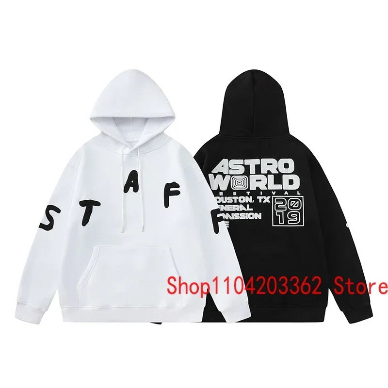 Men Women Fleecing CACTUS JACK Hooded Sweatshirts Staff Letter Printed Original Label Pullover High Street Couple Pop Hoodies