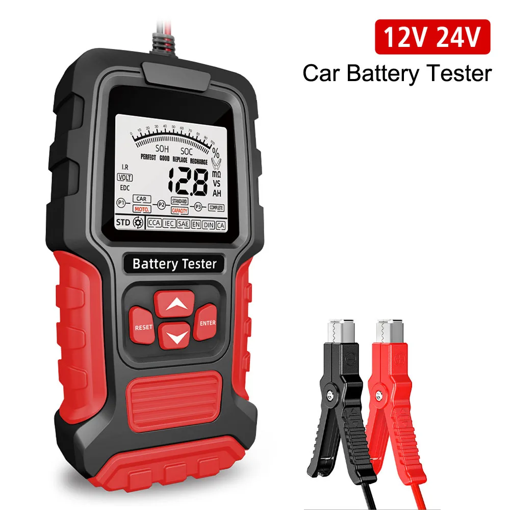 12V 24V Measurement Diagnostic Tool Lead-acid Battery Test for Vehicle Truck Motorcycle SUV LCD Digital Car Battery Tester