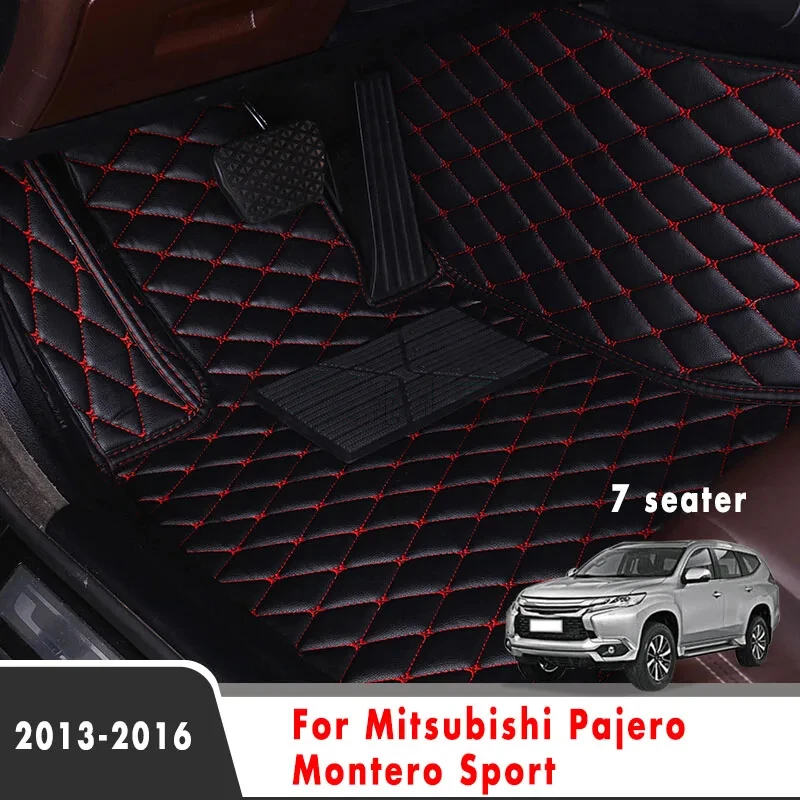 Car Floor Mats For Mitsubishi Pajero Montero Sport 2016 2015 2014 2013 7 Seater Carpets Leather Car Accessories Interior Rugs