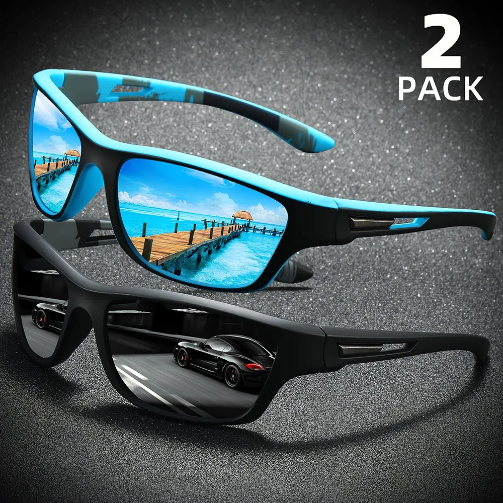 قطعتان من النظارات الشمسية المستقطبة الملتفة حول الرجال والنساء، نظارات حماية مثالية للقيادة والسفر والرياضات الخارجية #2