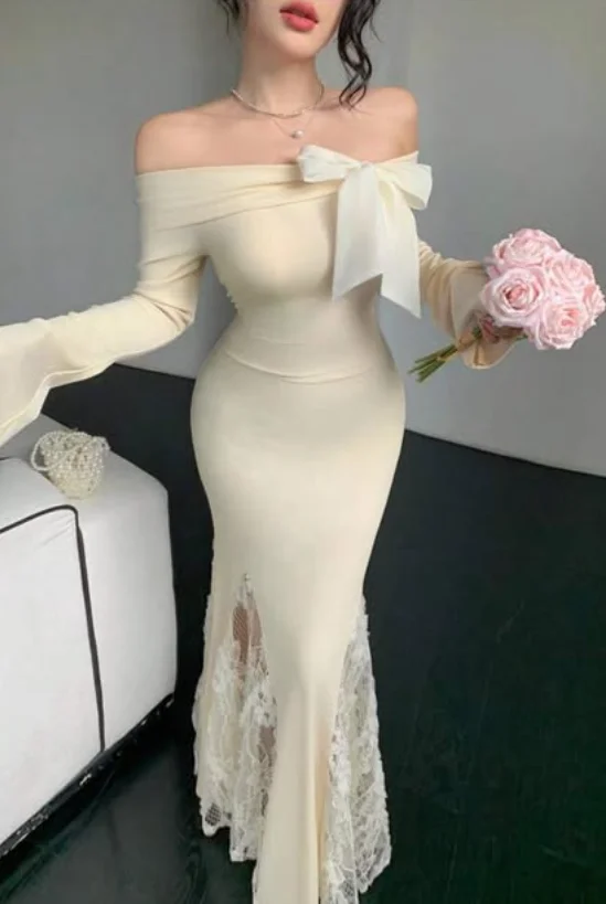 High Quality Customized Ankle Length Strapless Three Quarter Lace Mermaid Backless Vestidos De Fiesta Para Bodas Robe De Soirée