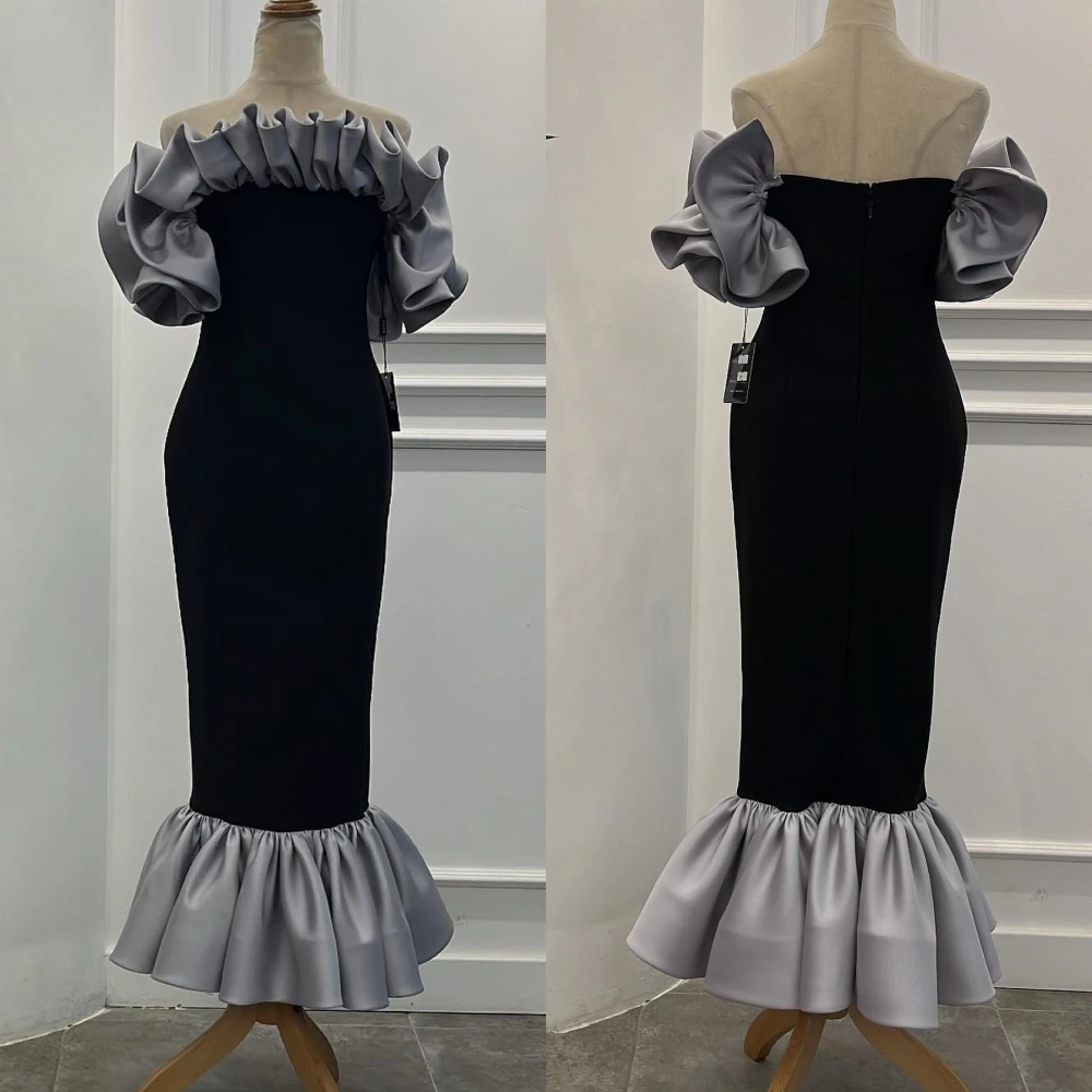 Vestido Midi con volantes para el Día de San Valentín, traje de sirena con hombros descubiertos, exquisito Jersey de alta calidad, para ocasiones a medida