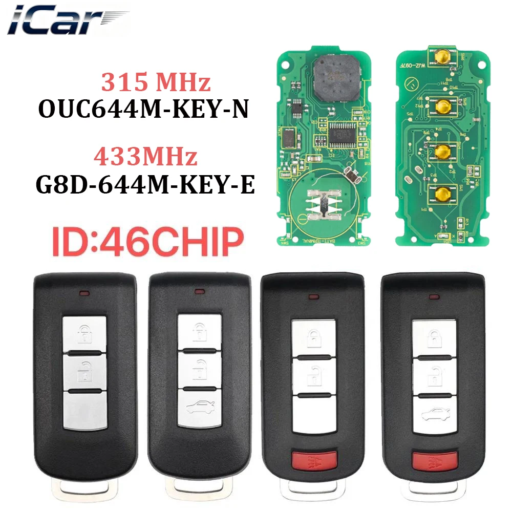 

iCar Car Remote Smart Key For MITSUBISHI ASX Outlander Sport Pajero Shogun Montero Lancer RVR 315/433MHz ID46 G8D-644M-KEY-E