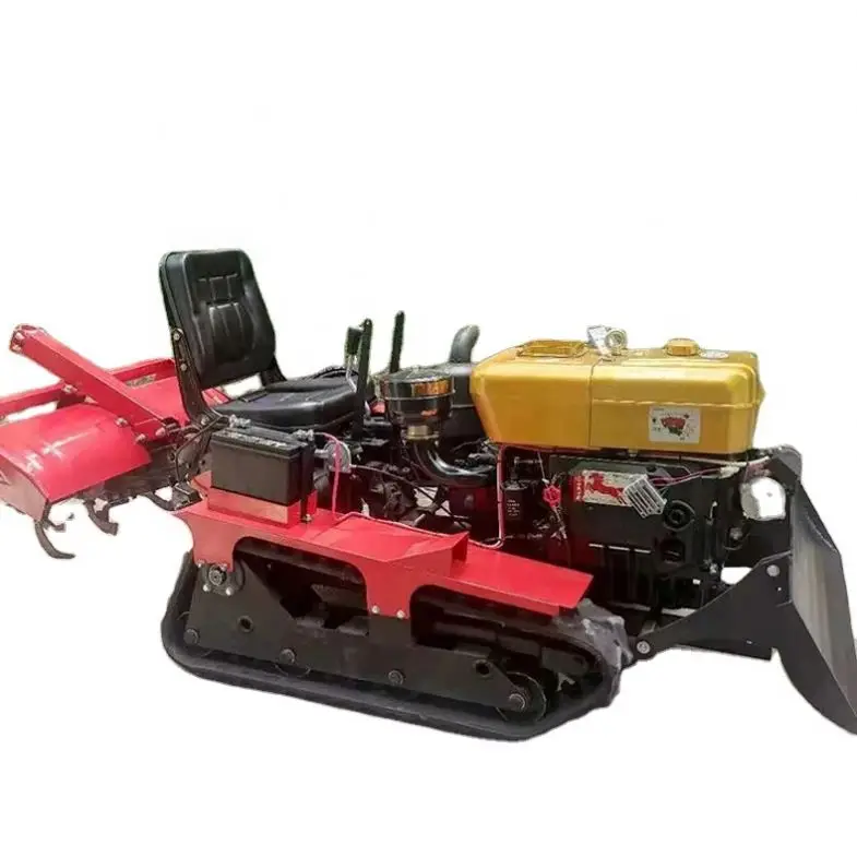 25 35 50 Horsepower, Small Agricultural Tracked Tractor, Plow, Rotary Tiller, Cultivator