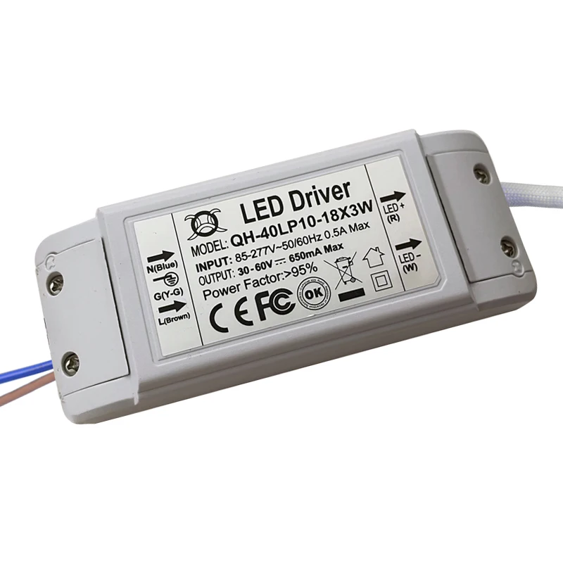 High PF Isolated 10-18x3W 650mA LED Driver 12x3W 15x3W 16x3W 18x3W 30W 40W DC30-60V High Power LED Powr Supply For LED