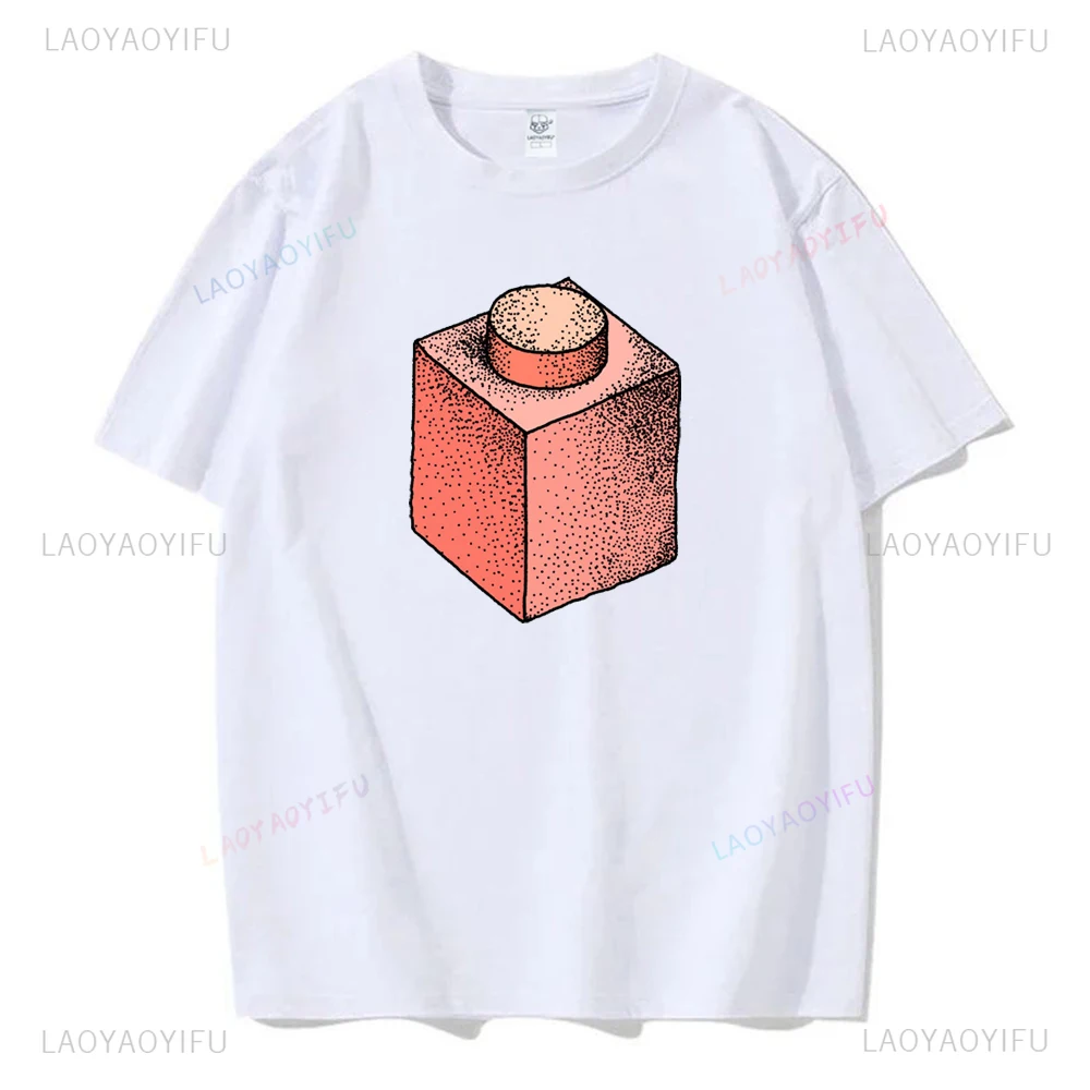 

Vintage Cartoon Graphic Printed Master Builder Blocks Brick T-shirt Fashion Streetwear Hip Hop Casual Loose Man Hipster Tees