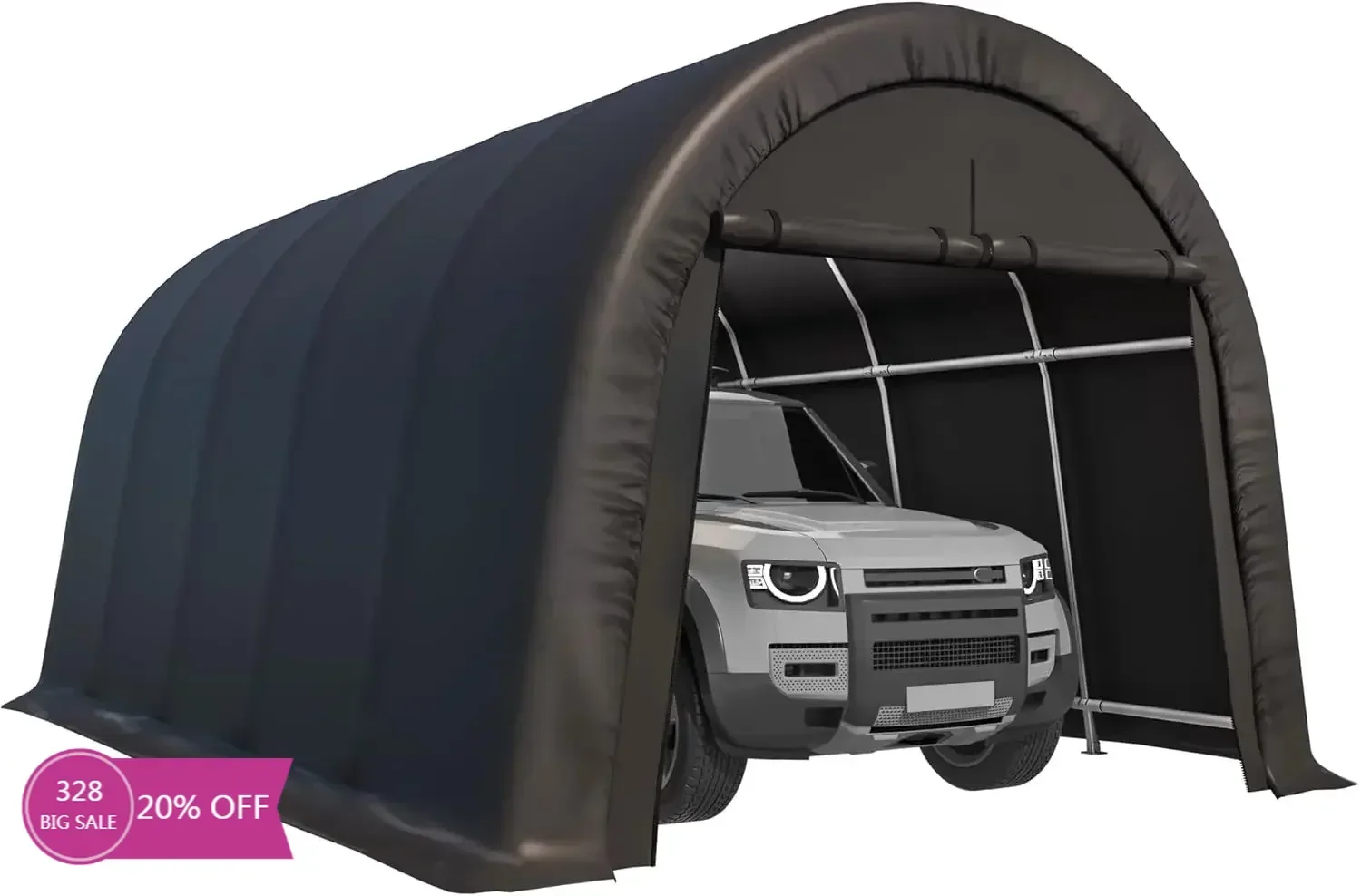 

(XMSJ)Carport 12 x 20 футов сверхмощный портативный гараж со стальным металлическим каркасом и круглой крышей, наружное укрытие для хранения (IU)