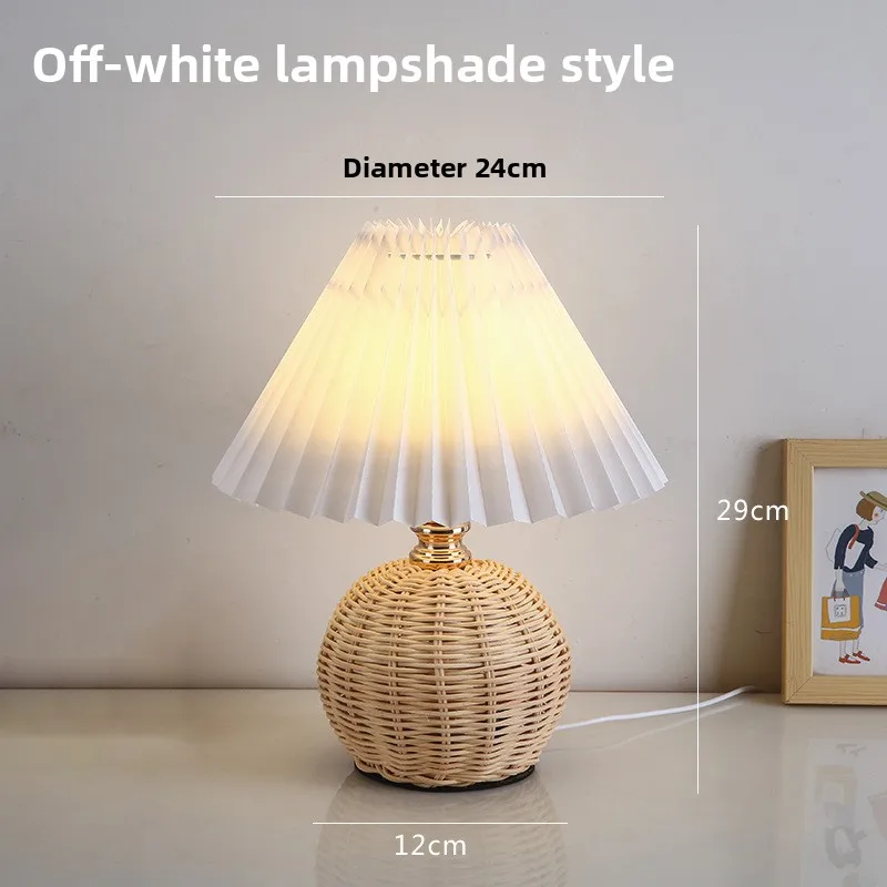Beaded Shade Folded Wooden Lampshade Bedside Table Lamp Bedroom Creative Atmosphere Lamp Umbrella LED Night Light view 3