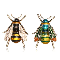 Rinhoo Delicate Little Bee Brooch Crystal Rhinestone Insect Ant Flying Bee Animal Honeybee Enamel Pins Broach Needle Badge Gifts