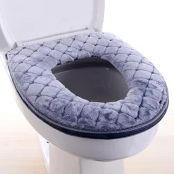 Winter Warm Plush Toilet Cover Home Waterproof Universal Model Toilet Ring Washable Zipper Bathroom Mat Decorative Toilet Seat